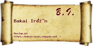Bakai Irén névjegykártya